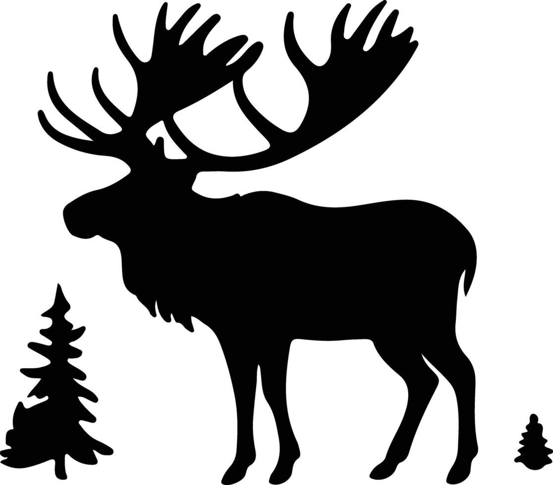 woodland caribou  black silhouette vector