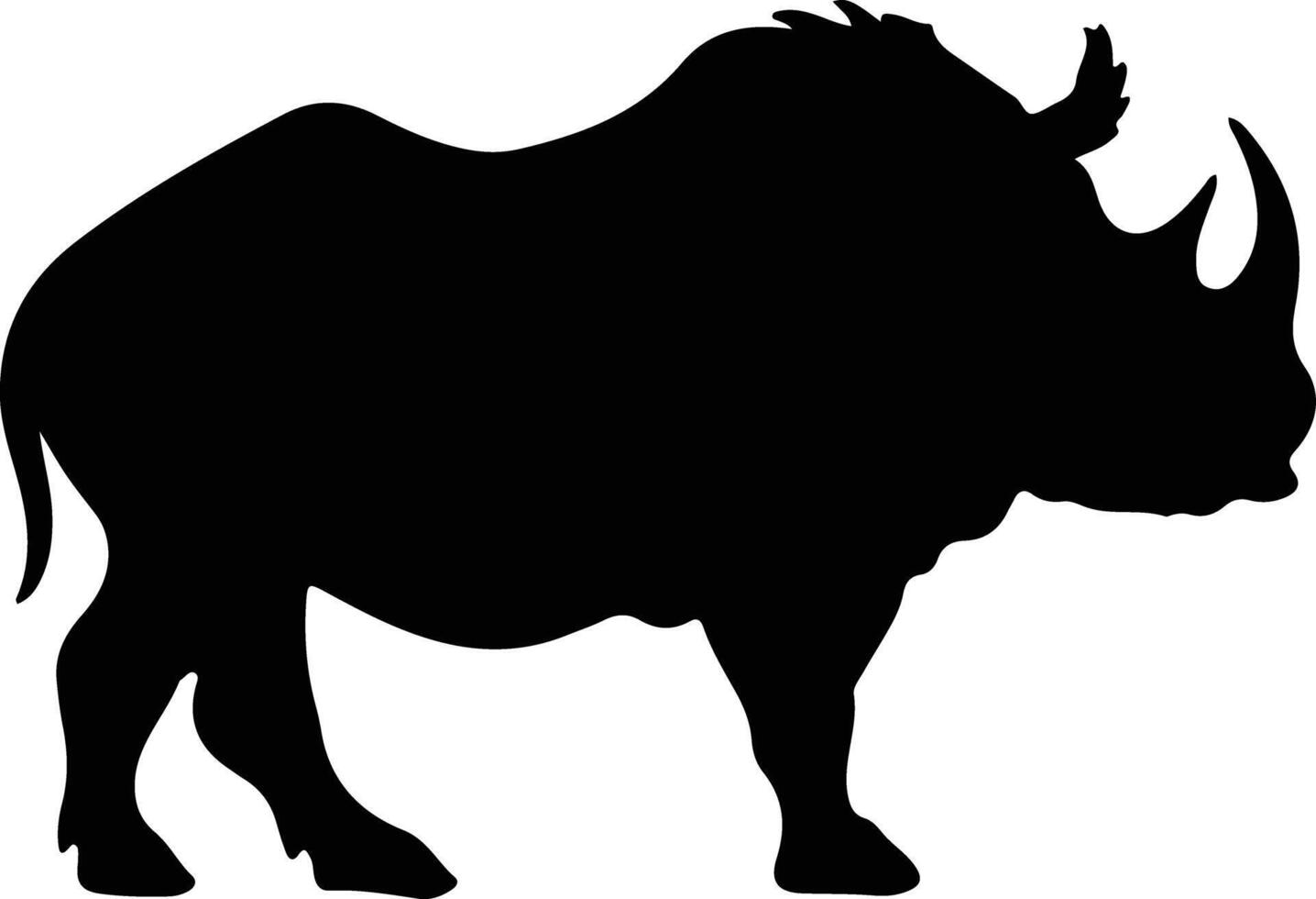 woolly rhinoceros  black silhouette vector