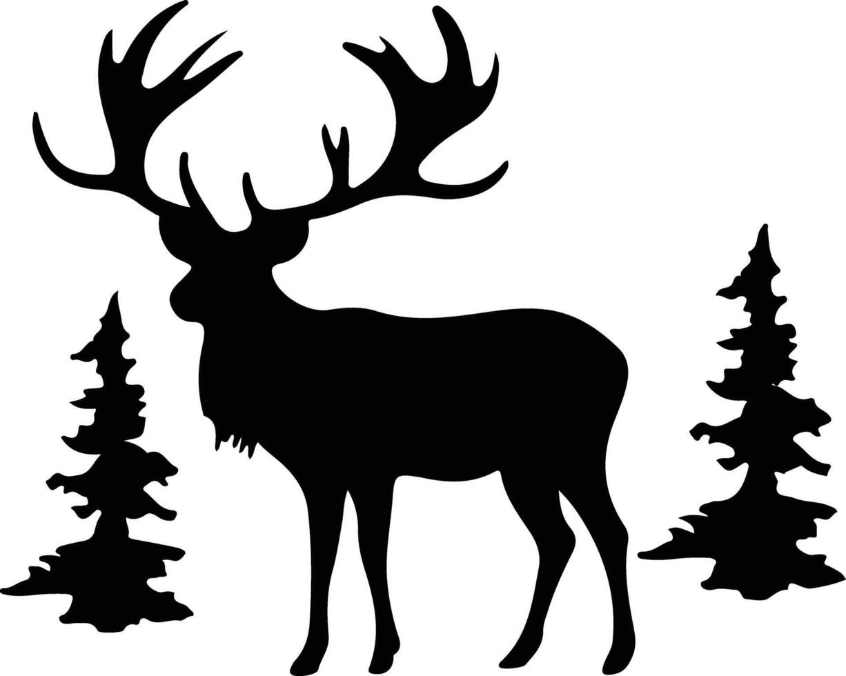 woodland caribou  black silhouette vector