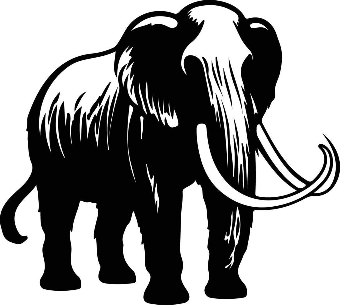 woolly mammoth black silhouette vector