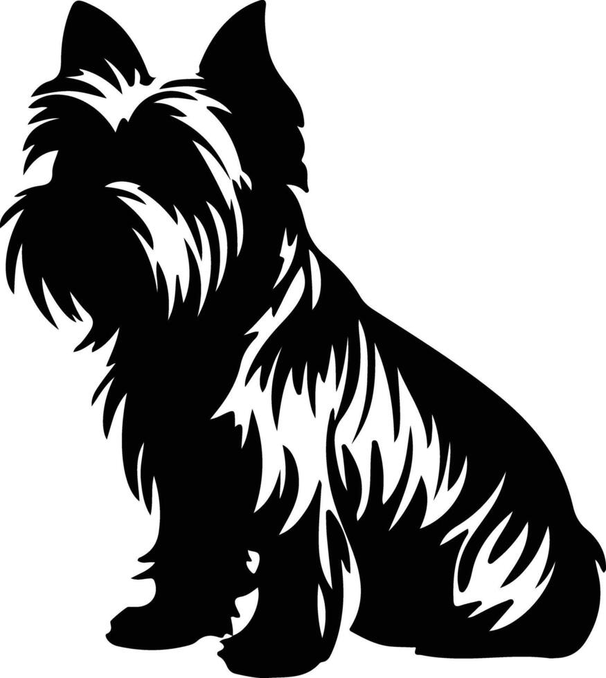 Yorkshire terrier negro silueta vector