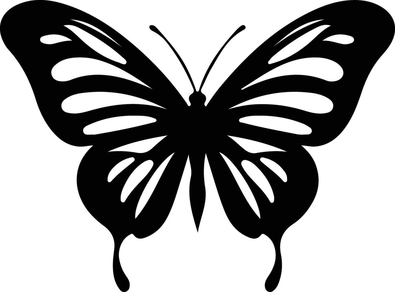 cebra ala larga mariposa negro silueta vector