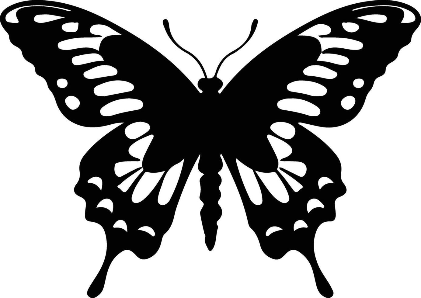 zebra swallowtail butterfly  black silhouette vector