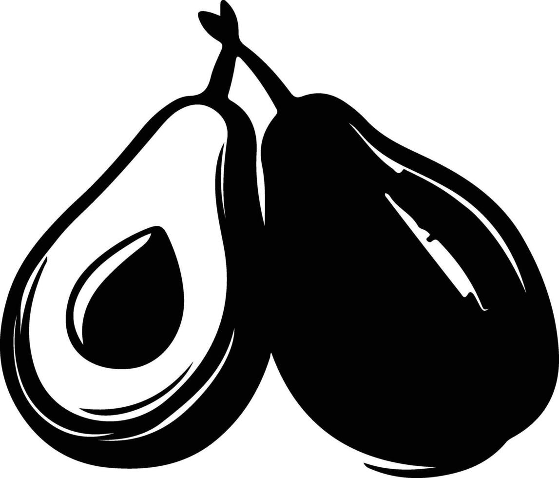 avocado  black silhouette vector