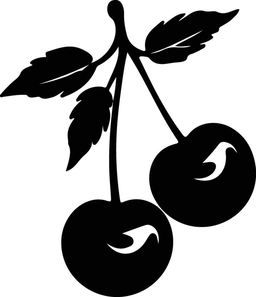 cherry  black silhouette vector