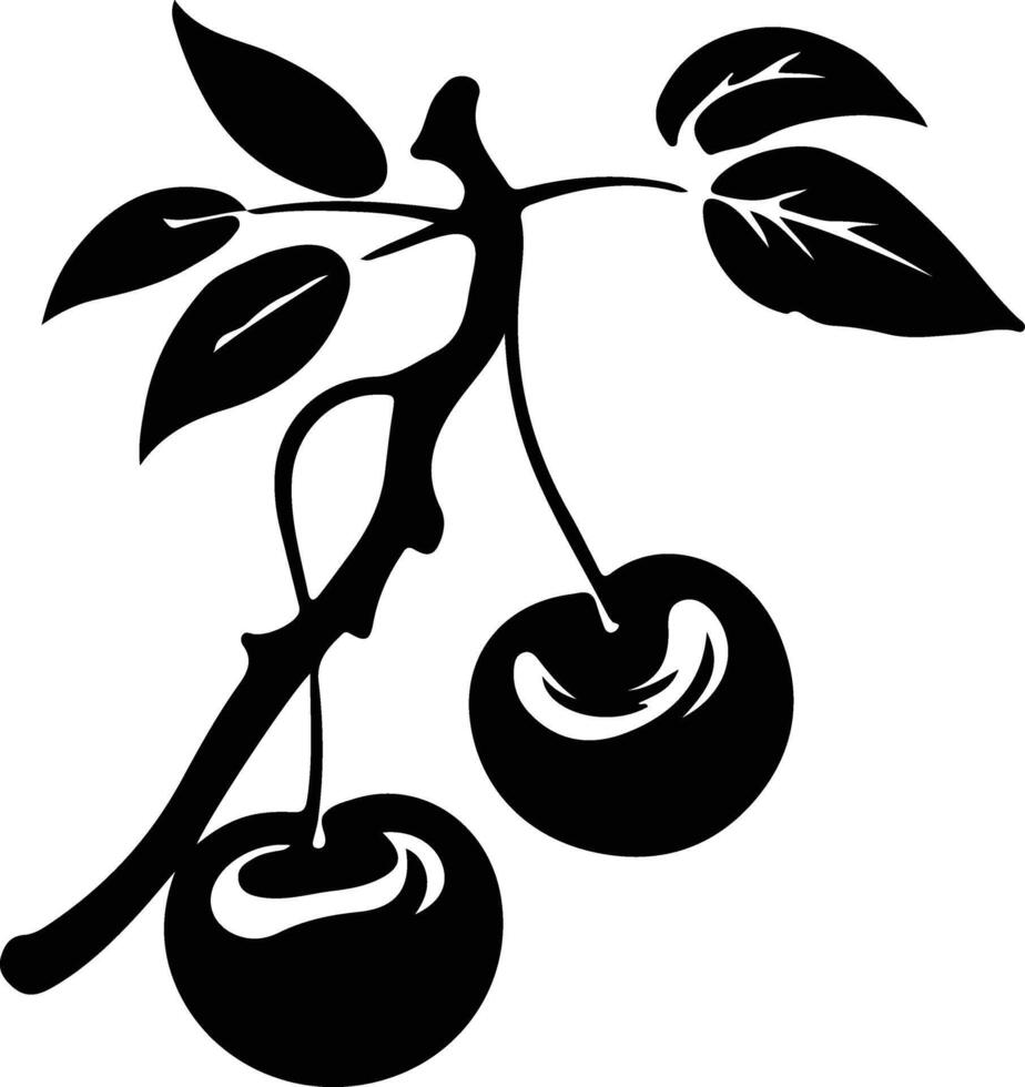 cherry  black silhouette vector