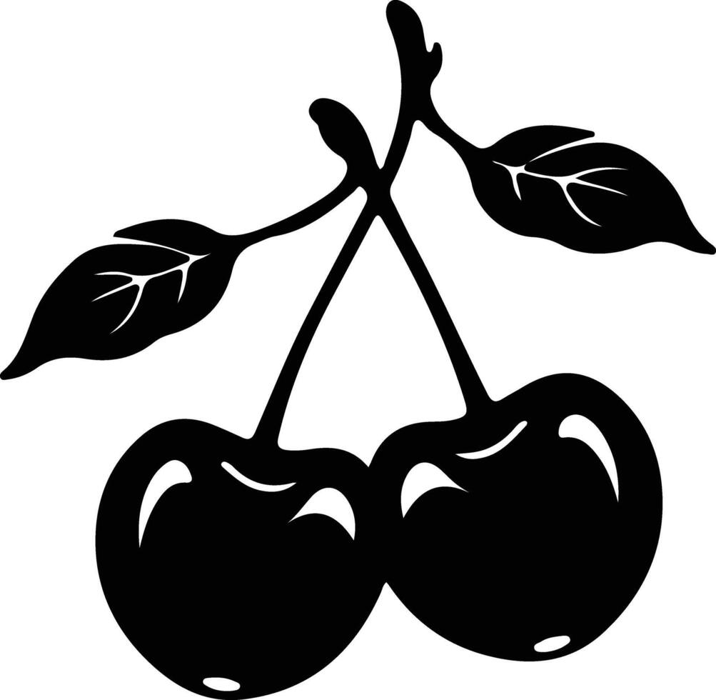 cherry  black silhouette vector