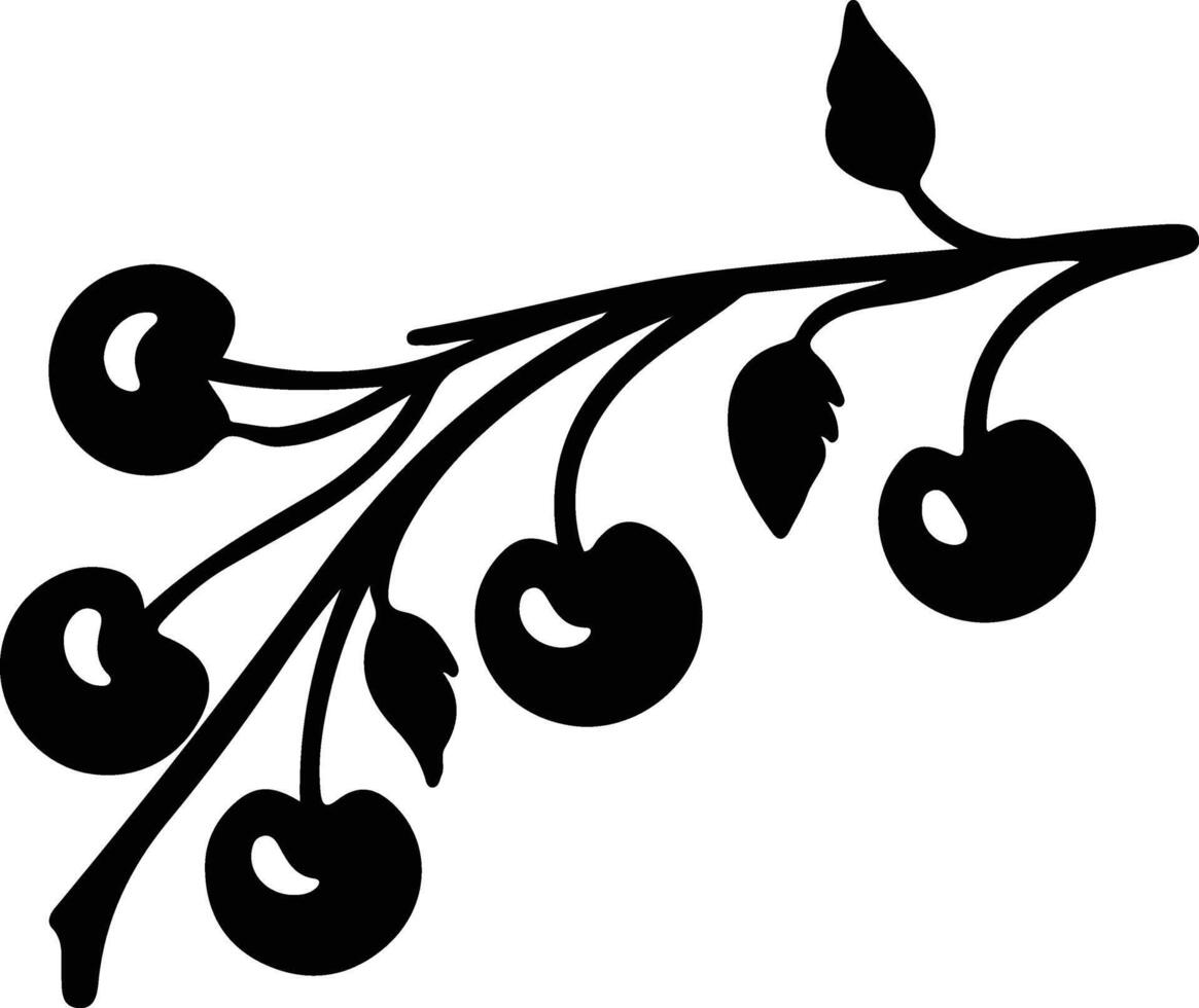 cherry  black silhouette vector