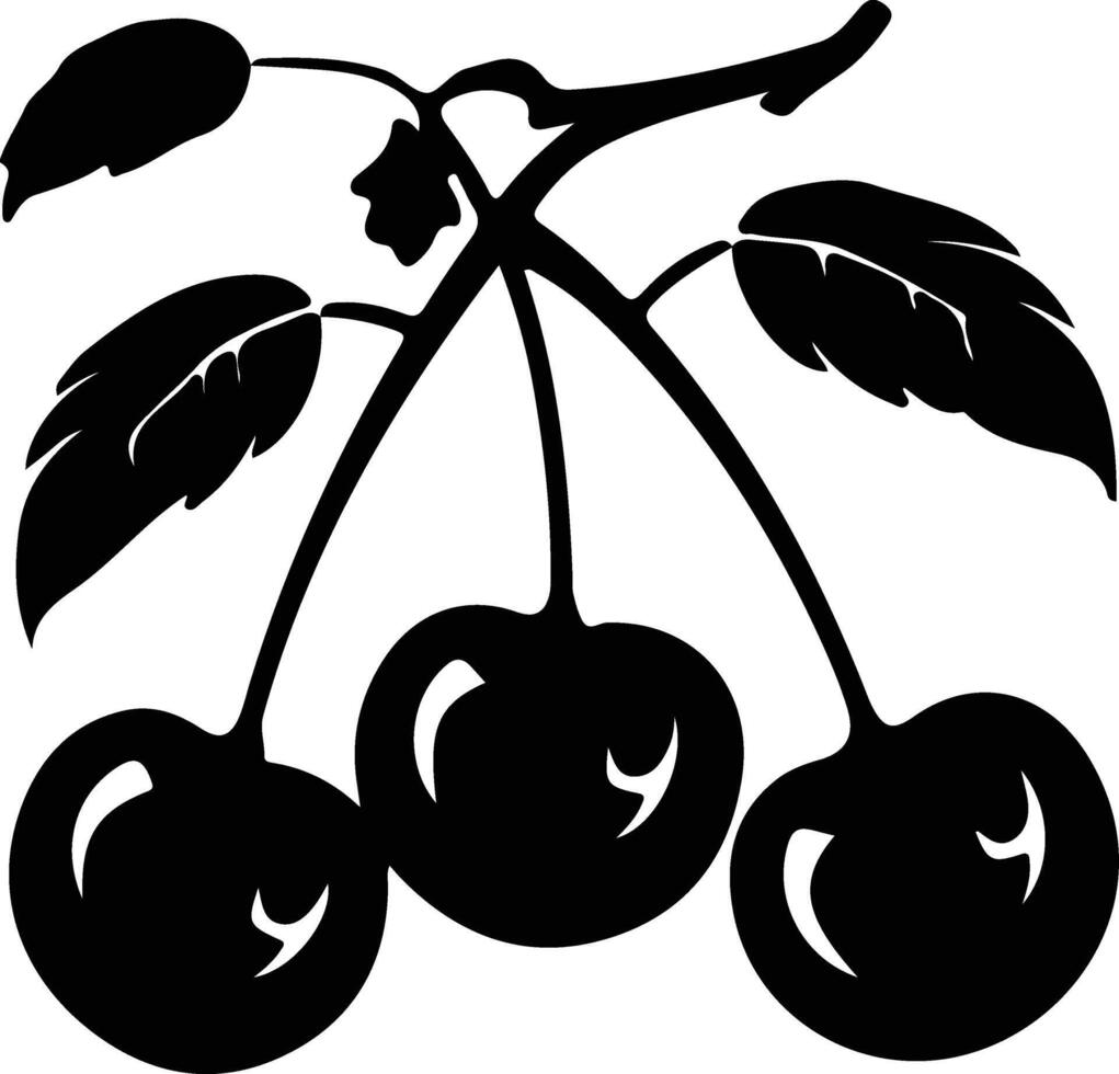 cherry  black silhouette vector