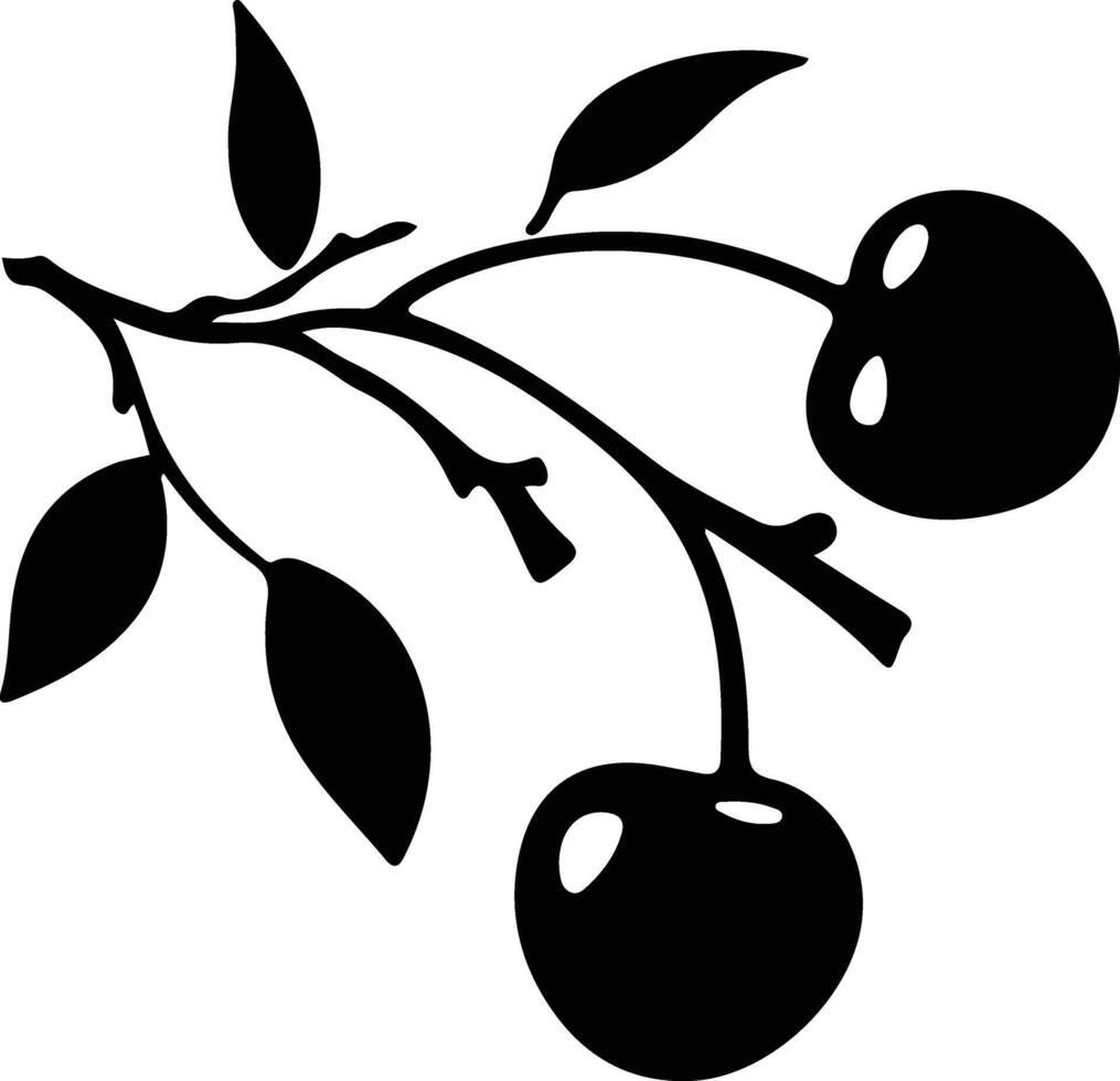cherry  black silhouette vector