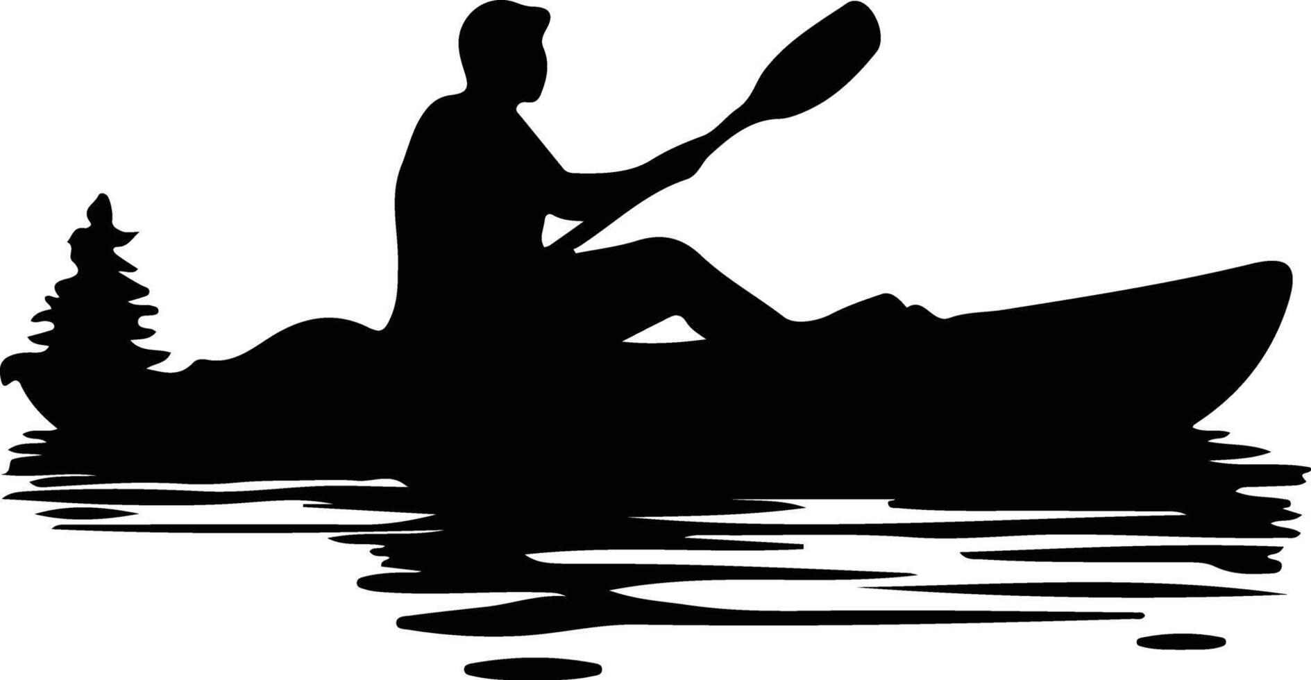 kayaker  black silhouette vector