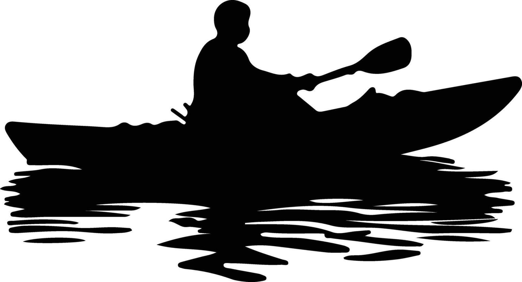 kayaker  black silhouette vector