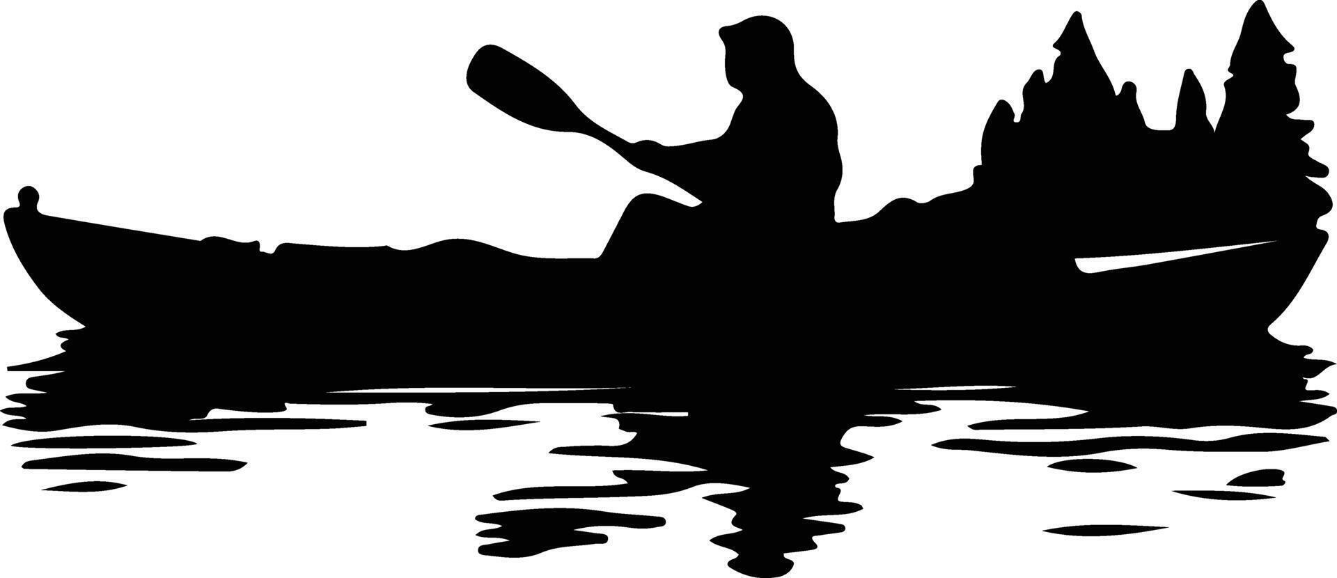 kayaker  black silhouette vector