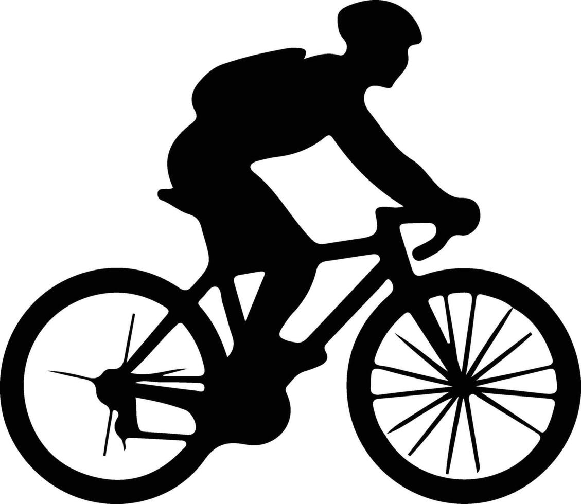 bicycling  black silhouette vector