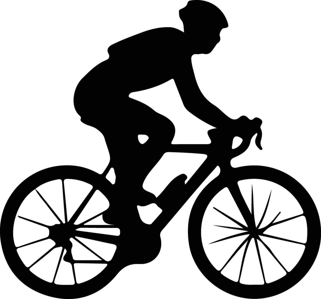 bicycling  black silhouette vector