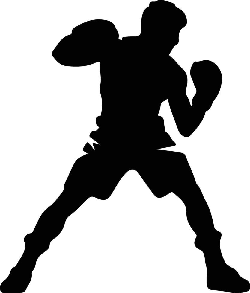 boxing  black silhouette vector