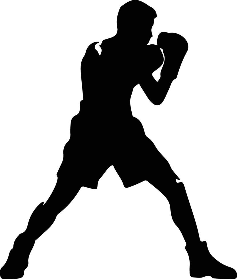 boxing black silhouette vector