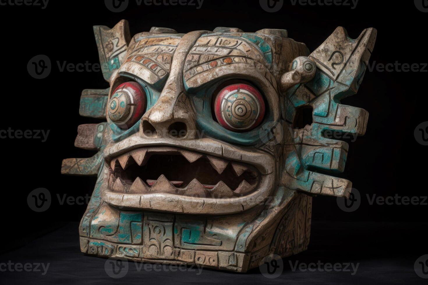 AI generated Aztec monster mask. Generate ai photo