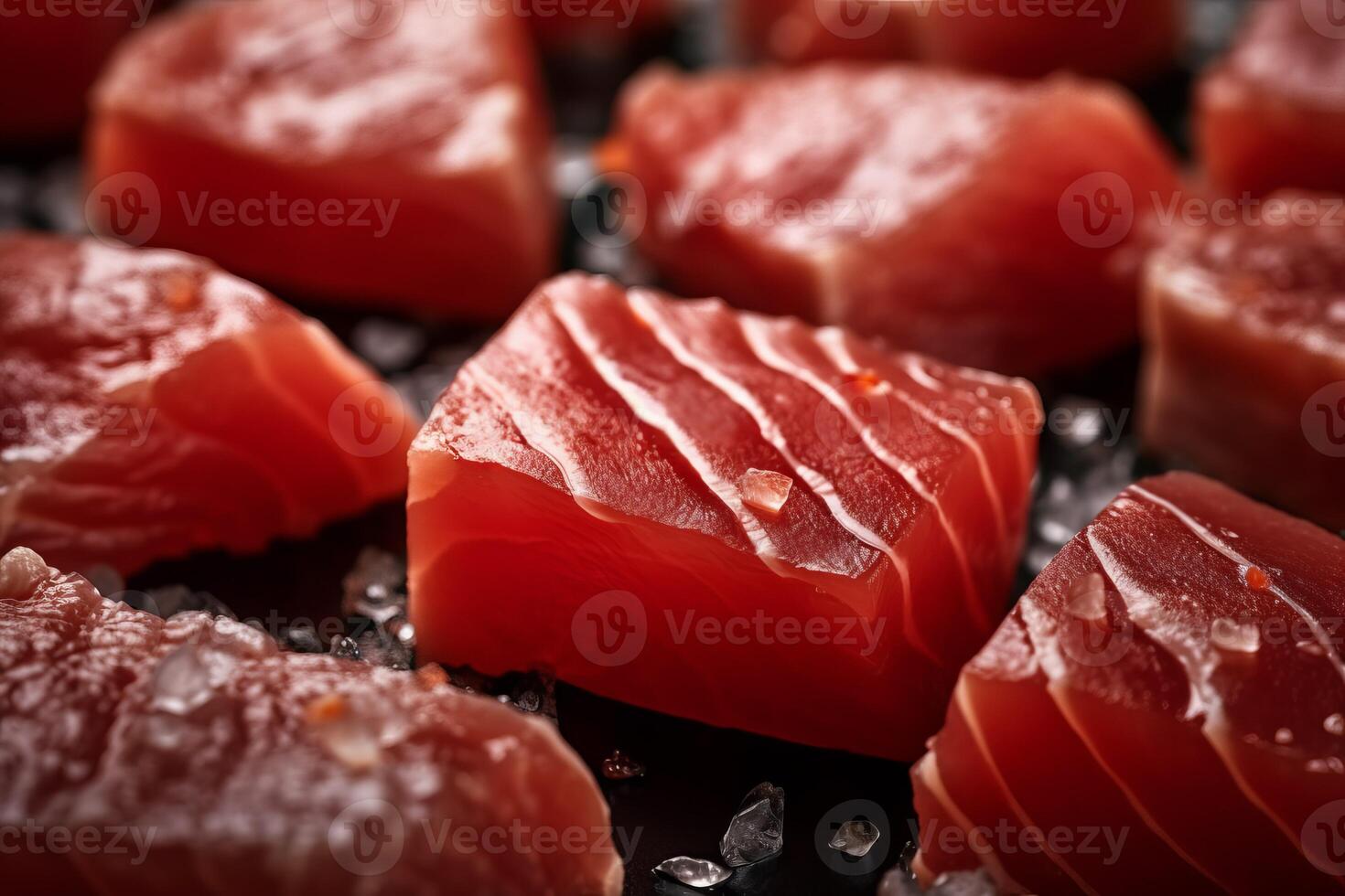 ai generado crudo rojo atún carne bistecs generar ai foto