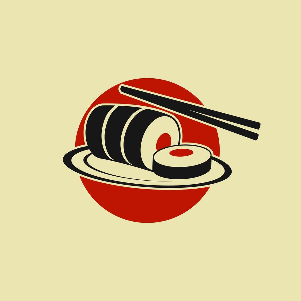 Simple logo for Japanese sushi vector