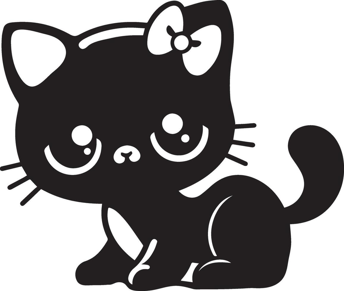 A Cute Cat Silhouette Vector icon