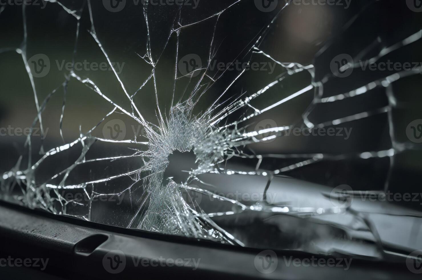 AI generated Broken windshield car. Generate ai photo