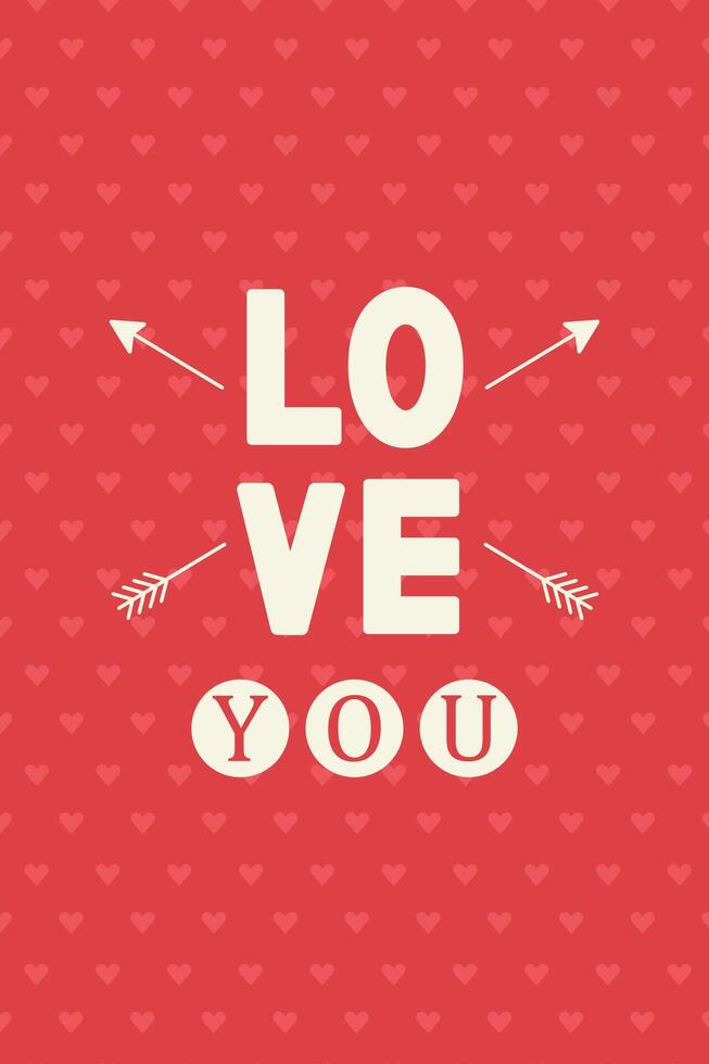 Happy Valentines Day greeting card. Vertical banner or flyer with trendy retro style typography. Vector flat illustration