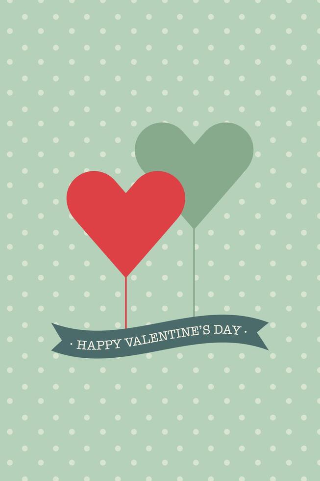 Happy Valentine's Day greeting card. Vector flat illustration