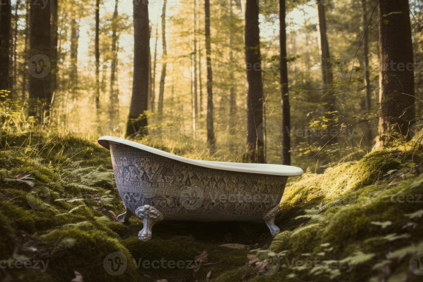 AI generated Old bathtub woodland. Generate AI photo