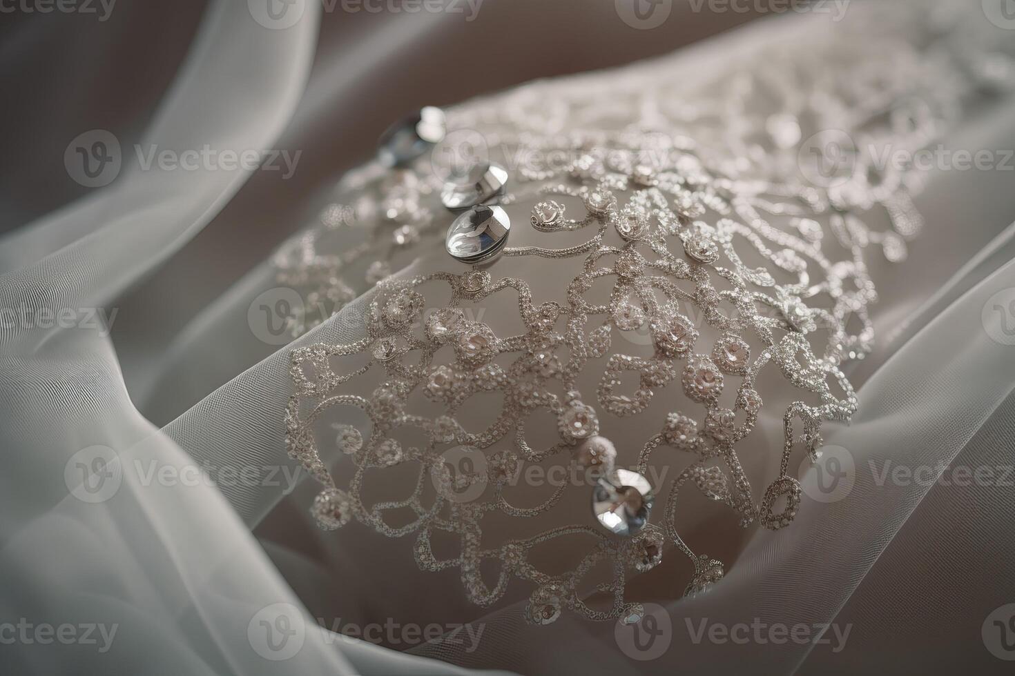 AI generated Wedding luxe decoration on veil. Generate ai photo
