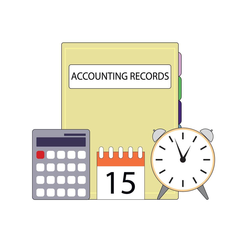 Accounting records concept, business management and control finance. Vector illustration. Financial business plan, document balance services, finance managment, memorandum manager, marketing strategy