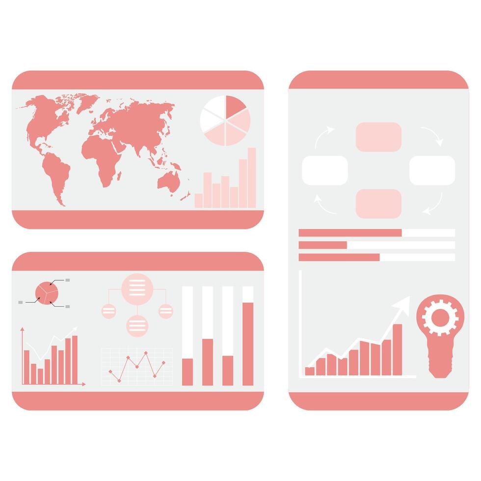 Graphic and charts with world map statistic. Vector illustration. Business chart ststistics, globe graph set, data infographic, pie vizualization, global network team, demographics world web report