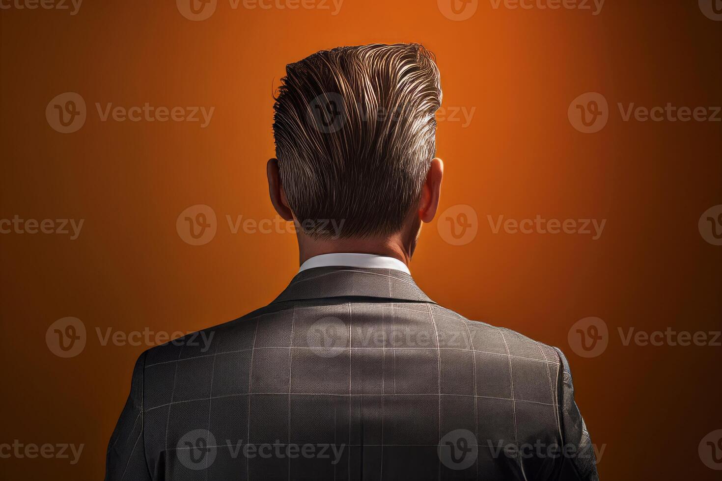 AI generated Corporate businessman back portrait. Generate ai photo
