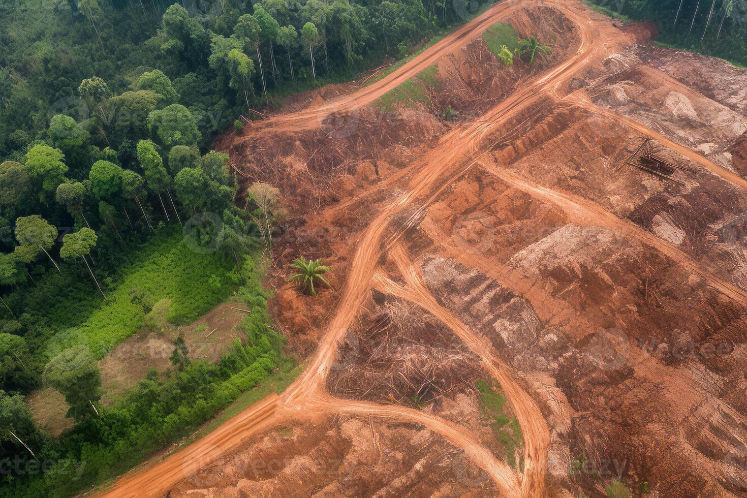 AI generated Deforestation environmental problem. Generate ai photo