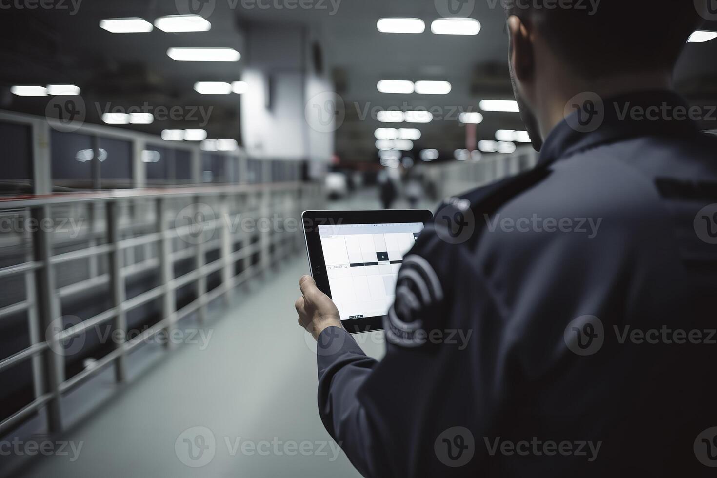 AI generated Security guard looking at tablet. Generate ai 38104854 ... Circuit Diagram