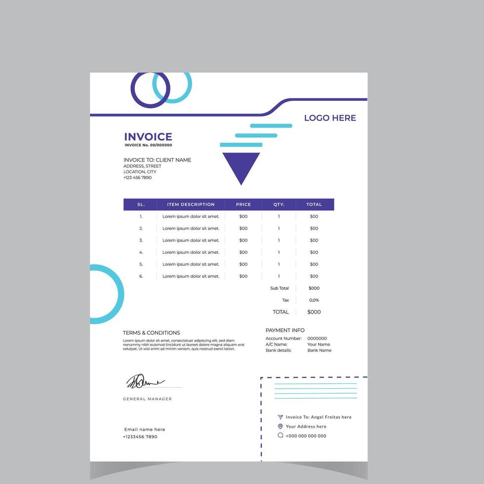 INVOICE DESIGN TEMPLATE FOR YOUR TEMPLATE vector