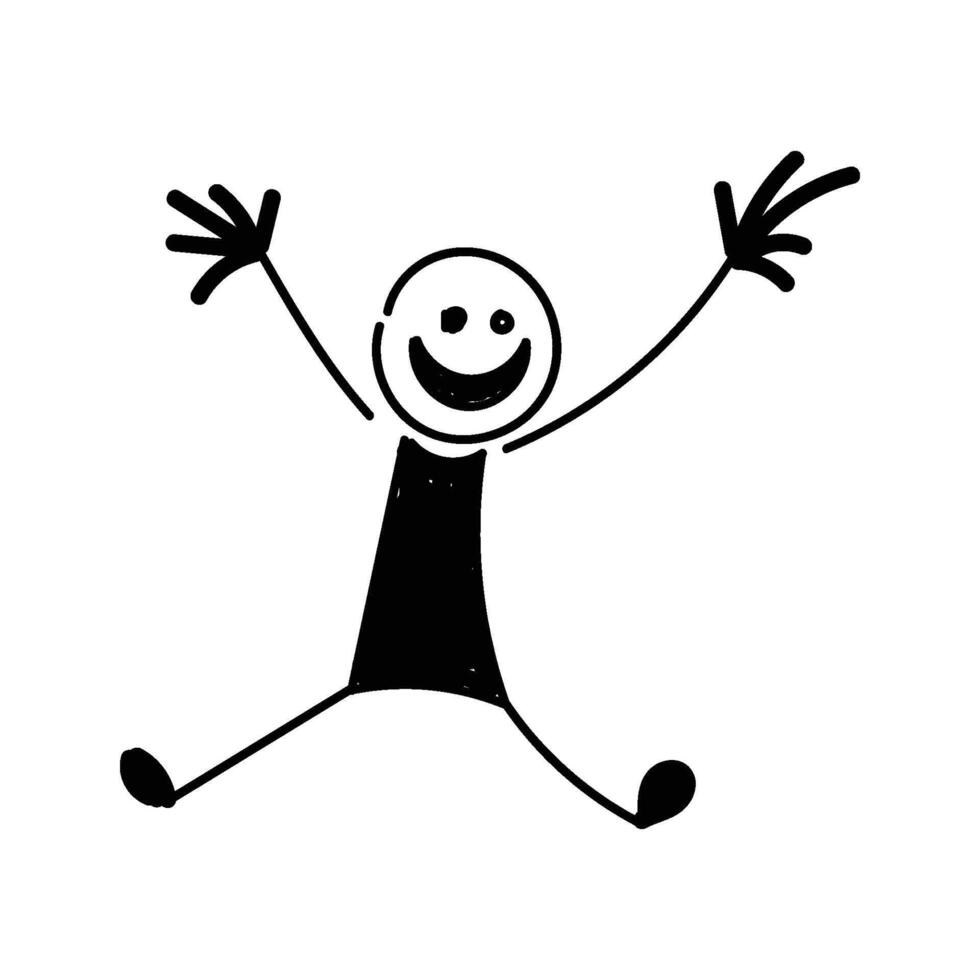 Funny Stick figure hand drawn style for print vector