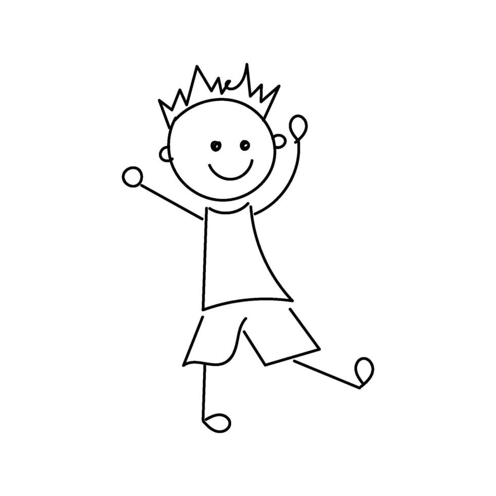 Funny Stick figure hand drawn style for print vector