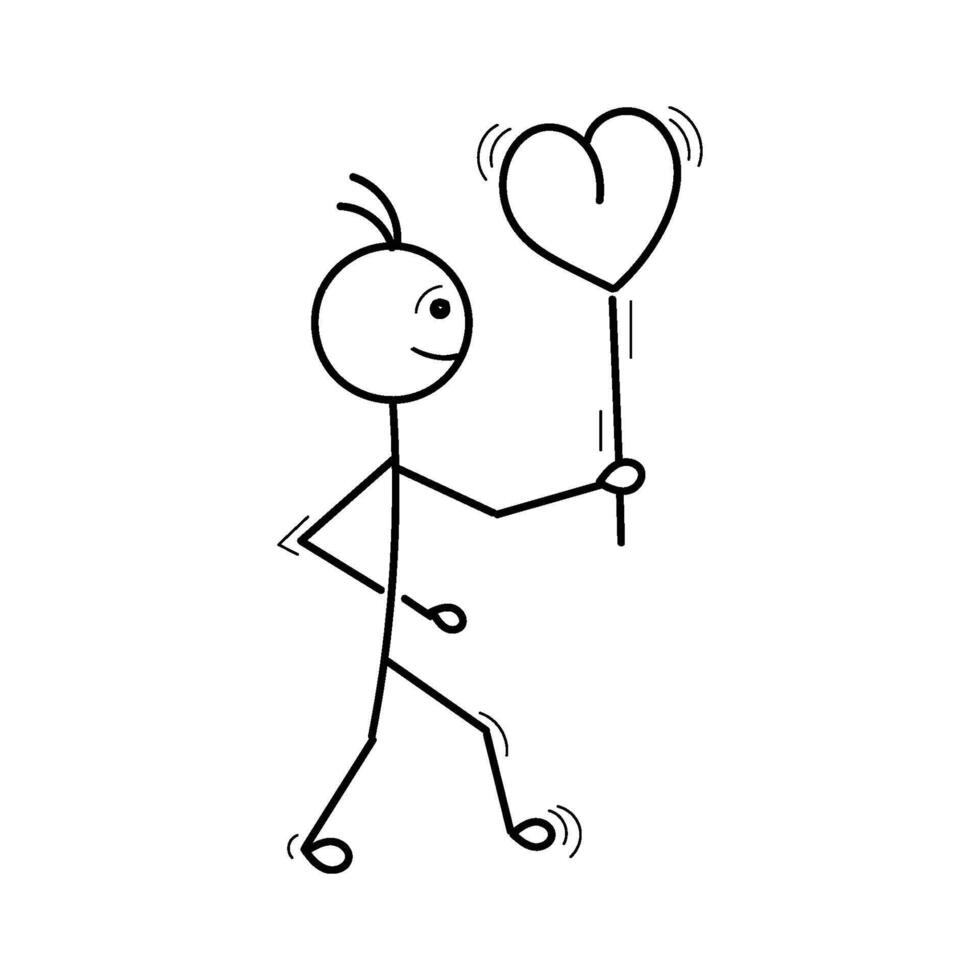 Funny Stick figure hand drawn style for print vector