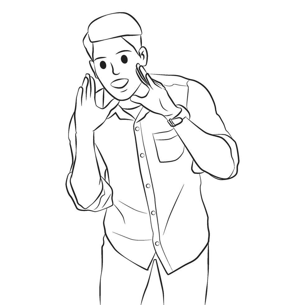 man happy shouting pose cartoon illustration vector