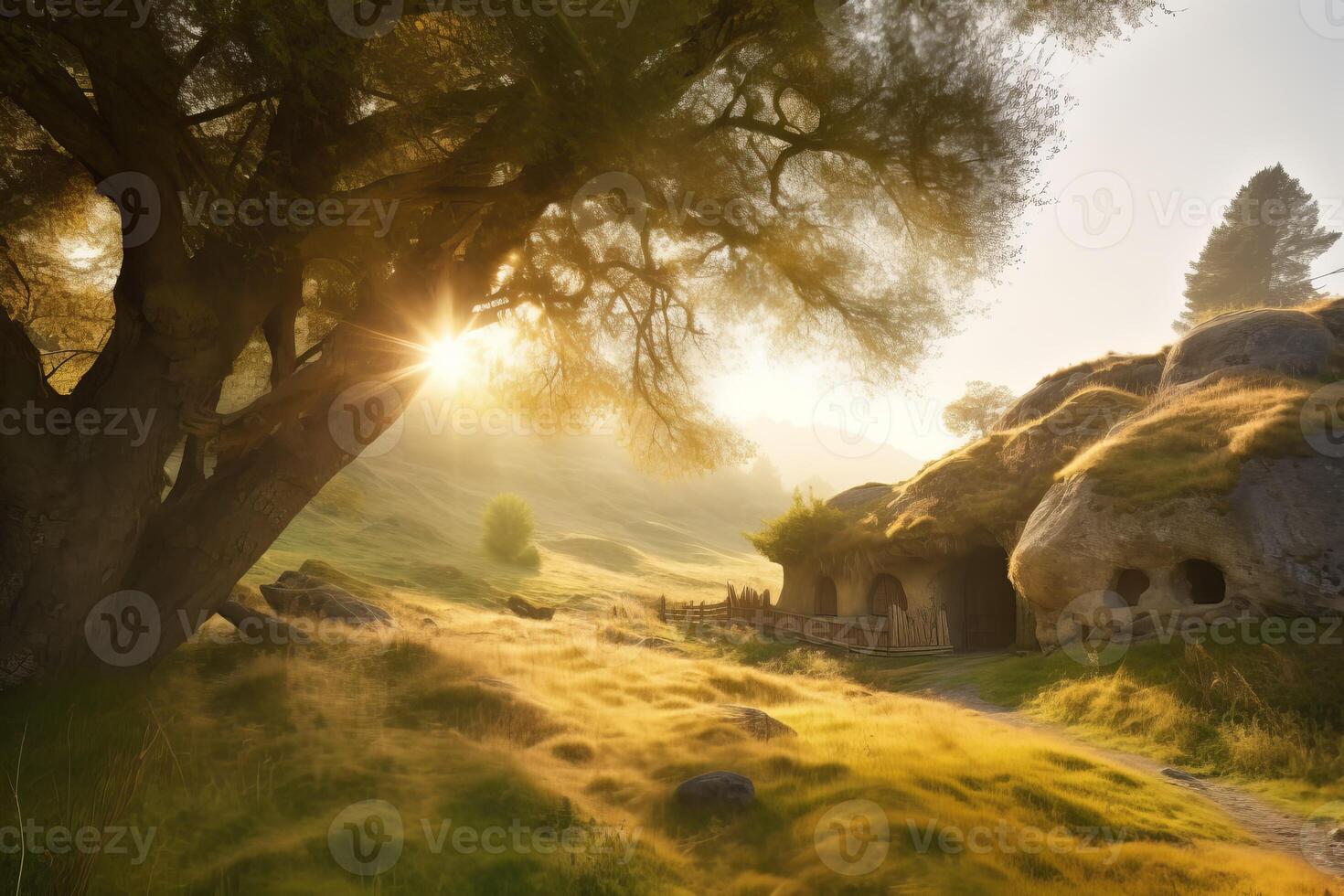 AI generated Landscape grotto sunrise nature. Generate ai photo