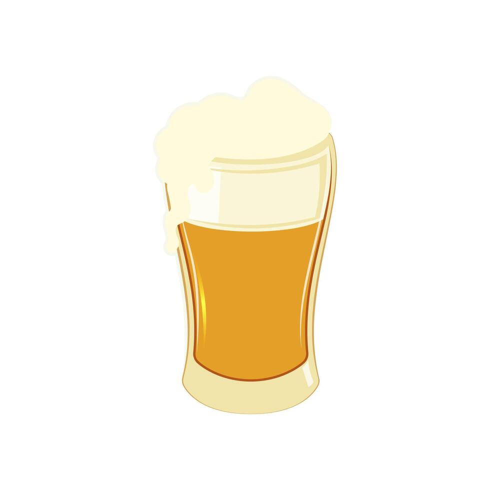 Beer mug isolated, golden transparent ale with bubble, closeup menu element. Vector illustration, beer cold