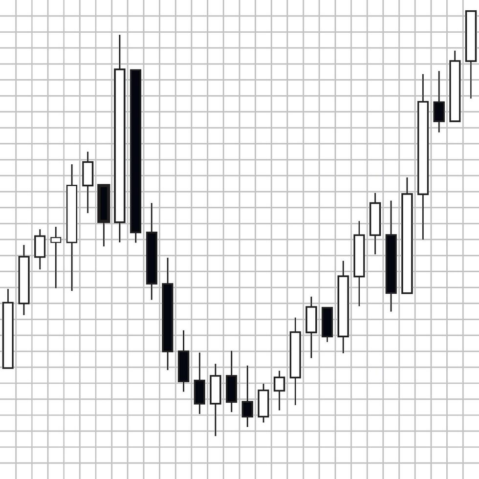 Black white chart japan candles, empty and full. Vector illustration. Japan chart stock, economy concept, trade business profit, data sign, finance growth, trade success, buy japanese candlestick