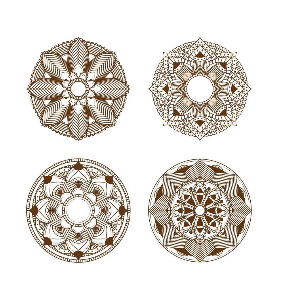vector conjunto de vistoso floral mandalas decorativo lujo mandala diseño elegante vistoso mandala antecedentes simétrico vistoso patrón, indio patrón, oriental tamborileo