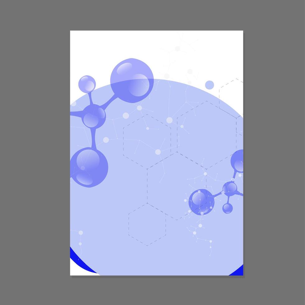 Template molecular scientific banner poster. Atom structure design. Vector molecule poster, molecular connect, chemistry structure booklet, lab chemical visualization illustration