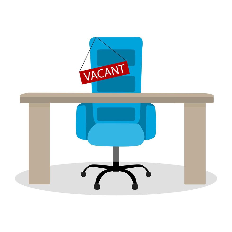 Vacant chair, hiring employment, recruitment candidate and hunting to talents, recruit staff for good vacancy in office. Vector illustration, searching employees, offering vacant job