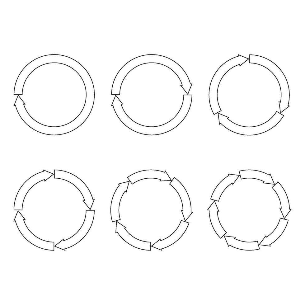 Circle diagram line, round arrow step by step infographic. Vector illustration. Business startup pie, project strategy, outline marketing, circle data, circular processes, information line sign