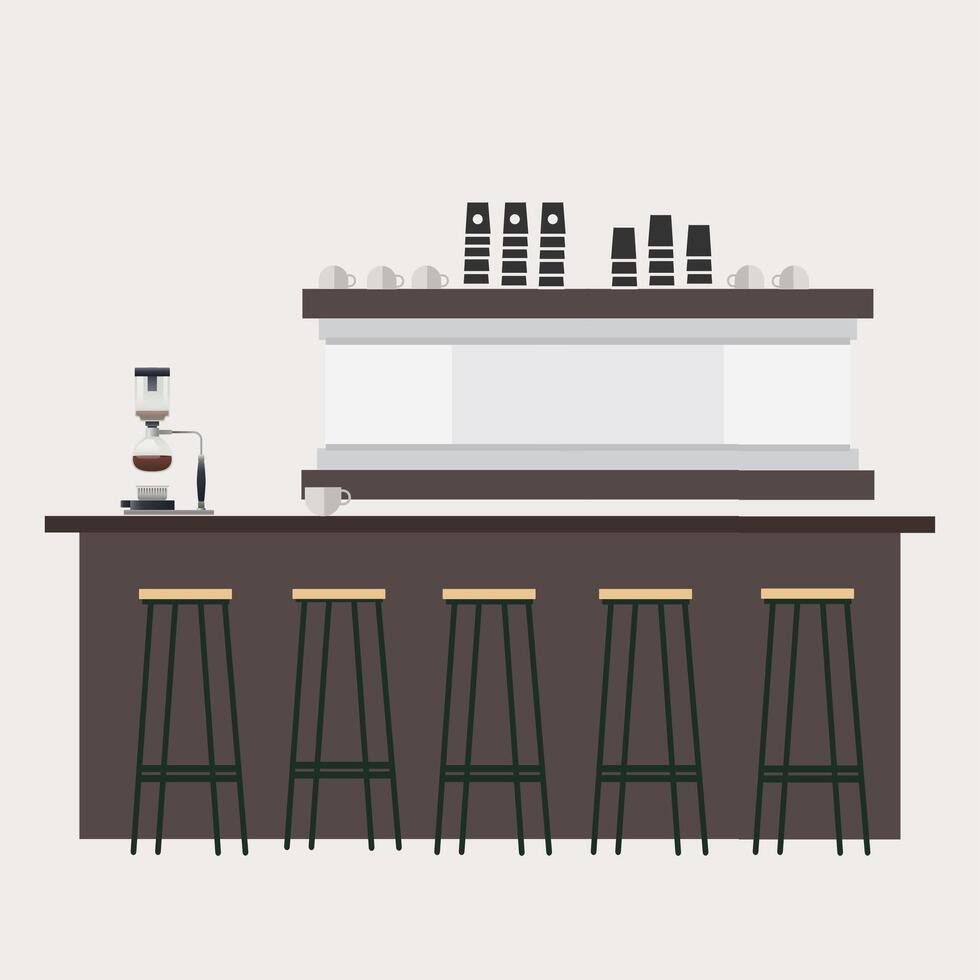 vacío bar encimera, barista lugar de trabajo. vector profesional cafetería, barista mostrador en Club nocturno, restaurante mostrador ilustración