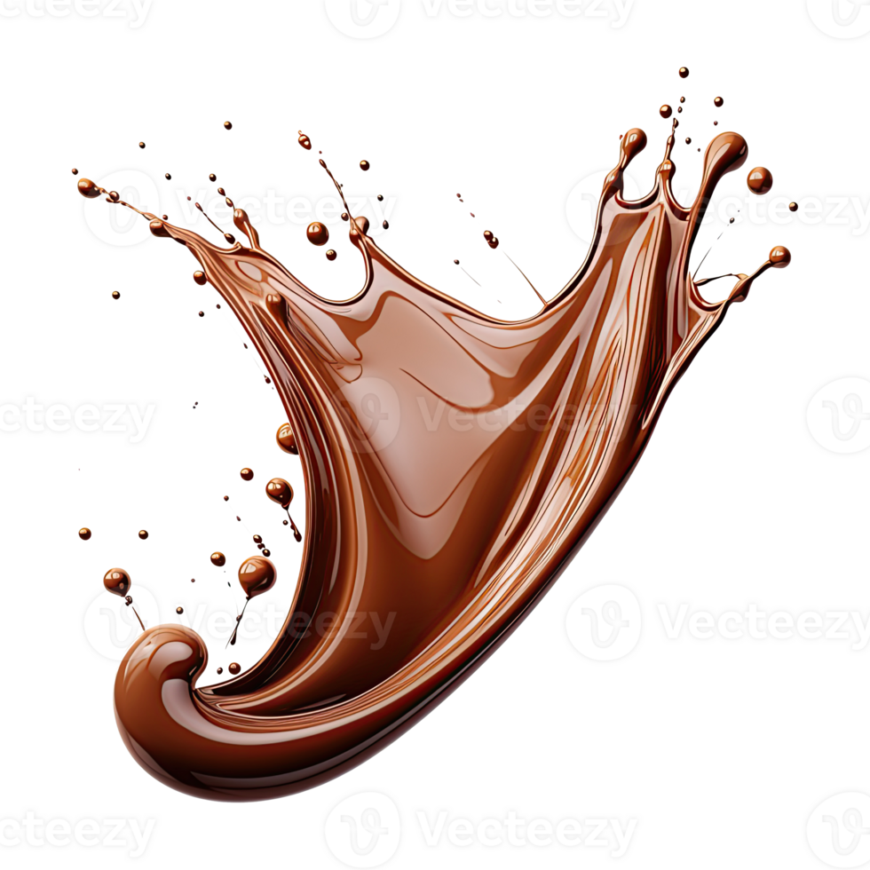 AI generated Cocoa liquid splashes on transparent background png