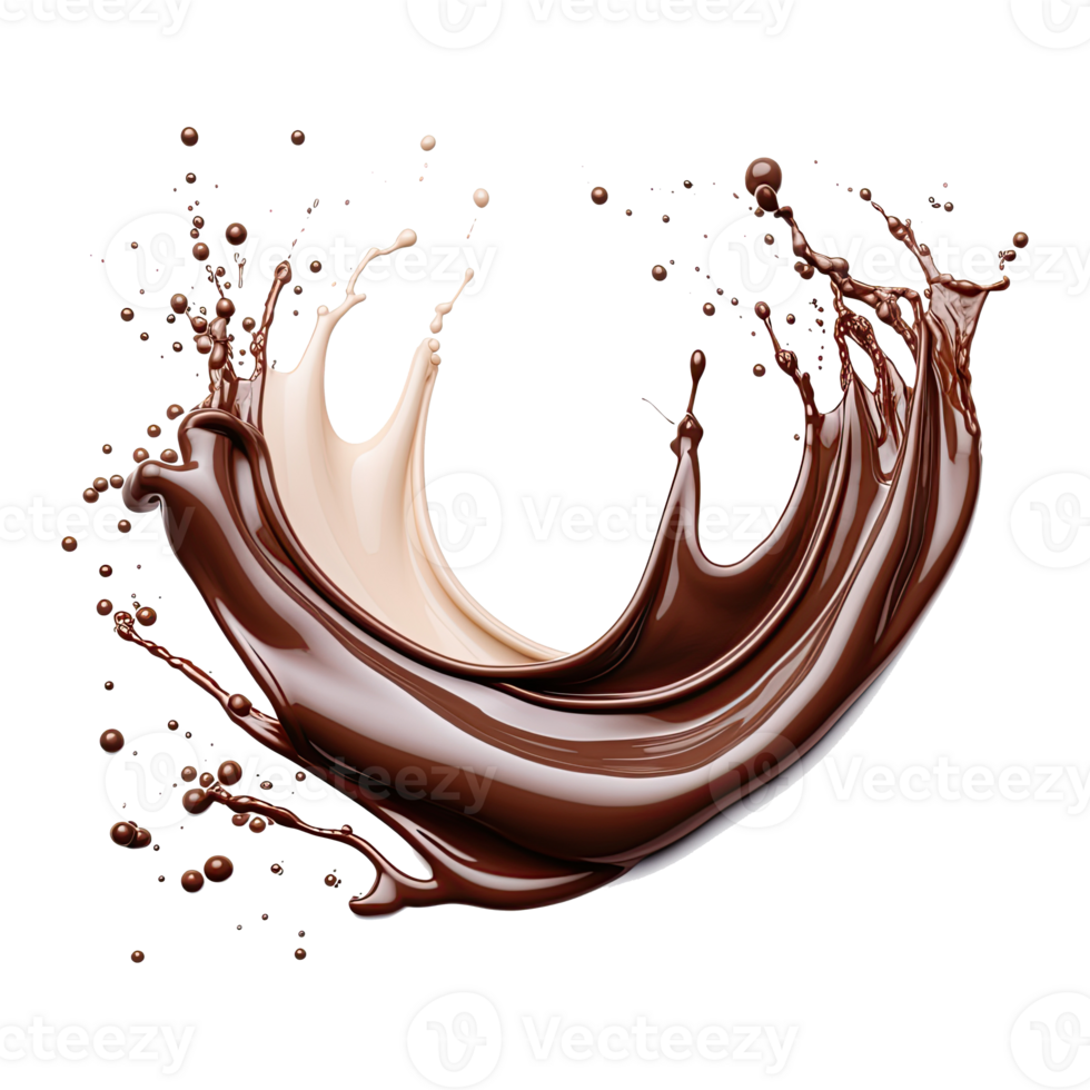 AI generated Cocoa liquid splashes on transparent background png